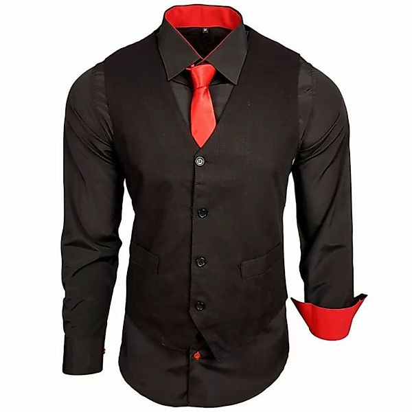 Baxboy Langarmhemd Baxboy Langarmhemd Herren-Hemd Slim-Fit Hemd + Weste + K günstig online kaufen