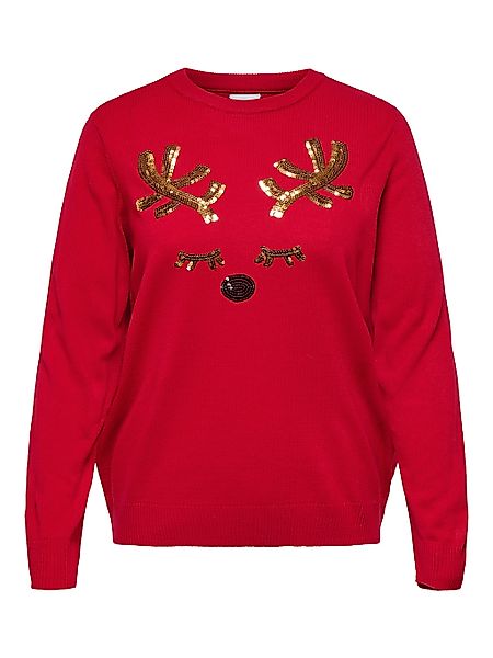 ONLY CARMAKOMA Weihnachtspullover "CARXMAS SHINE LS ONECK KNT" Ugly Sweater günstig online kaufen