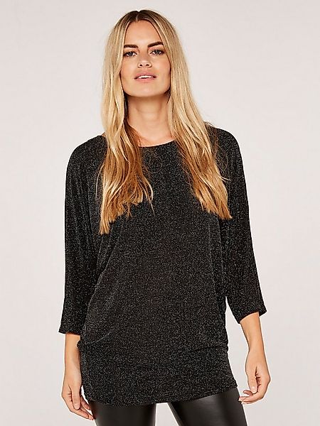 Apricot Fledermausshirt Langarmtop (1-tlg) mit Glitzer günstig online kaufen