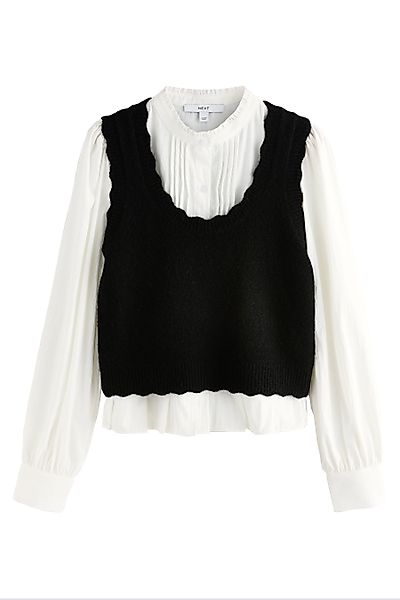 Next Pullunder Strick-Tanktop mit Hemdlage und günstig online kaufen
