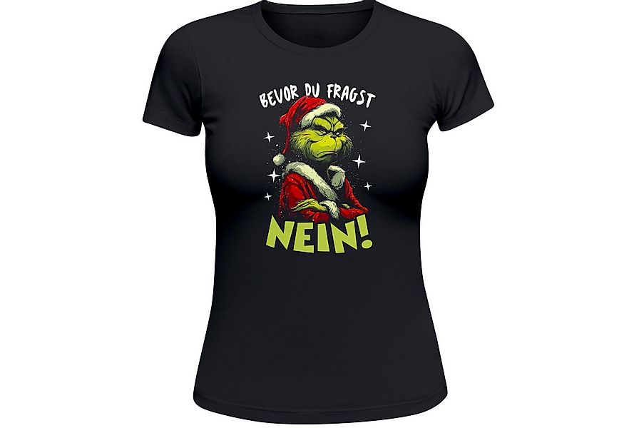 MoonWorks Print-Shirt Weihnachtsshirt Damen Spruch Bevor du fragst Nein T-S günstig online kaufen
