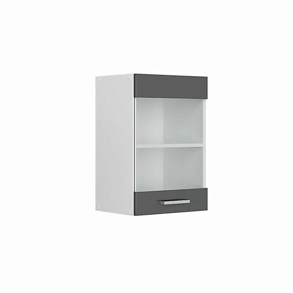 Vicco Schranksystem R-Line, Anthrazit Hochglanz/Weiß, 40 cm mit Glastür günstig online kaufen