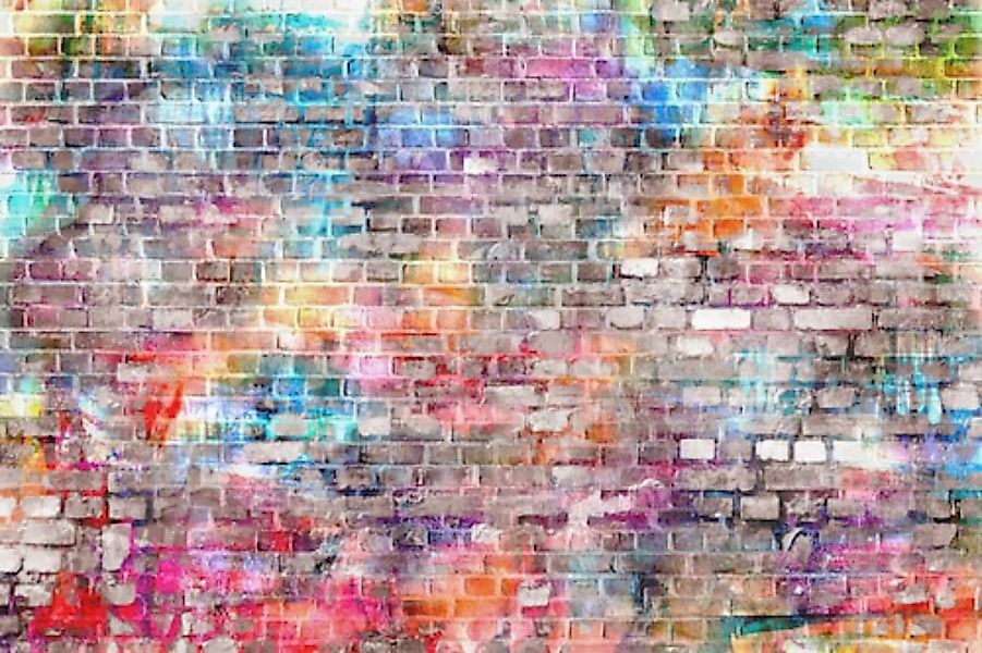 Papermoon Fototapete »STEINWAND ZIEGEL GRAFFITI« günstig online kaufen