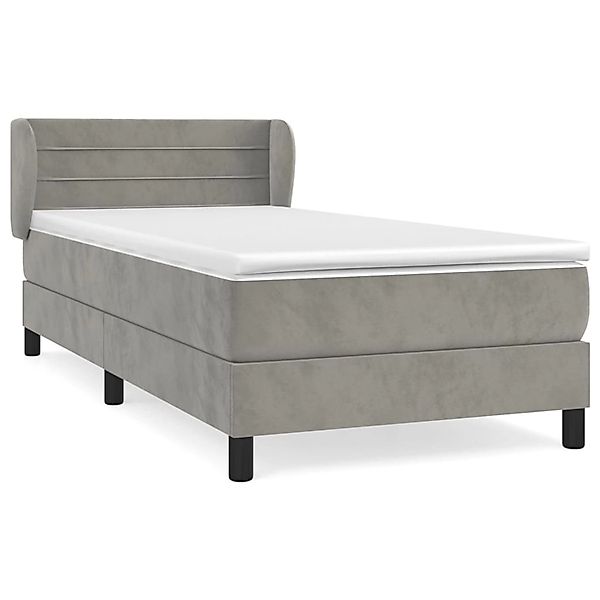 vidaXL Boxspringbett mit Matratze Hellgrau 90x200 cm Samt1372380 günstig online kaufen