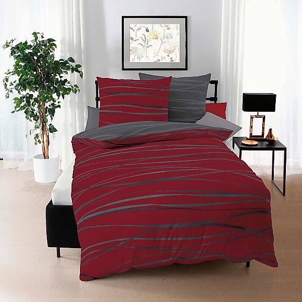 TRAUMSCHLAF Bettwäsche Satinmotion redgraphit, Mako Satin, günstig online kaufen