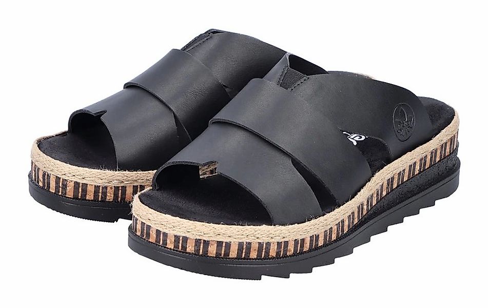 Rieker Pantolette Keilabsatz, Sommerschuh, Schlappen mit Juteumrahmung günstig online kaufen