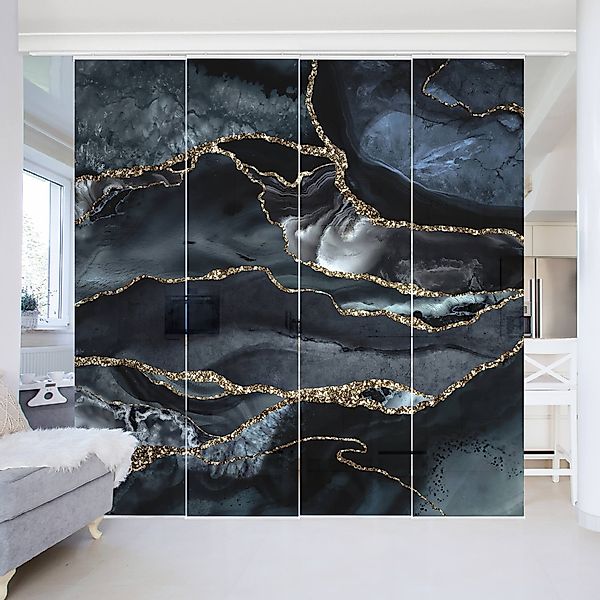 Bilderdepot24 Schiebegardine modern Flächenvorhang blickdicht Schwarz günstig online kaufen