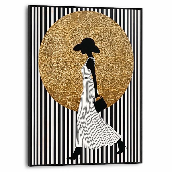 Reinders Poster "Walking Lady", Wohnzimmer - Dame - Streife - Schwarz-Weiß günstig online kaufen