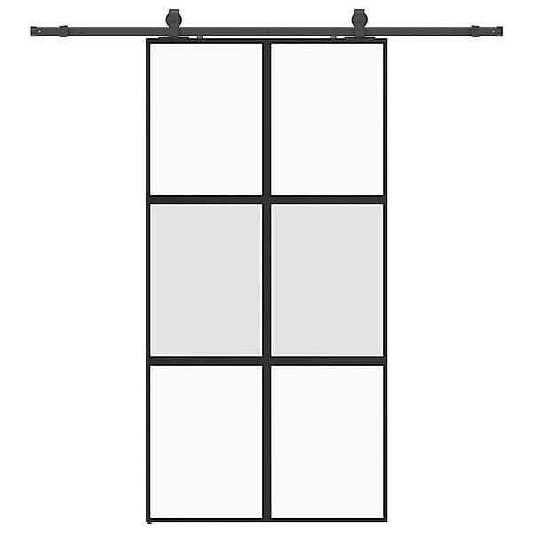 vidaXL Schiebetür mit Beschlag Schwarz 102,5x205 cm Hartglas 3375885 günstig online kaufen