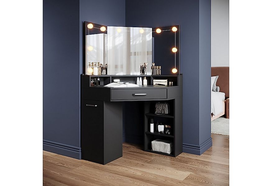SONNI Schminktisch Schwarzer Eck-Schminktisch, Spanplatte + MDF, Verstellba günstig online kaufen