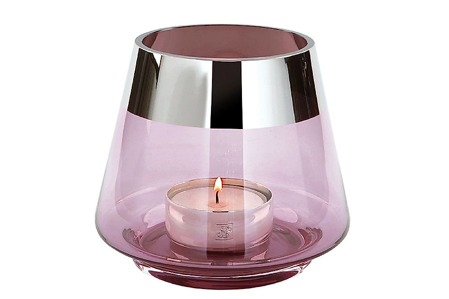Fink Teelichthalter JONA Teelichthalter - H.13cm - Gla/Silberfolie - rosa/s günstig online kaufen