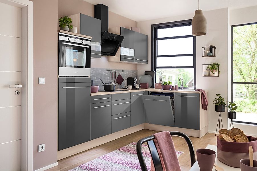 OPTIFIT Winkelküche "Bern mit Hanseatic-E-Geräten", Stellbreite 285x175 cm, günstig online kaufen