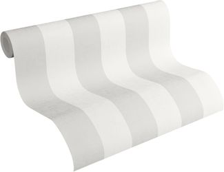 Bricoflor Vliestapete Beige Weiß Gestreift Klassische Tapete mit Streifen M günstig online kaufen