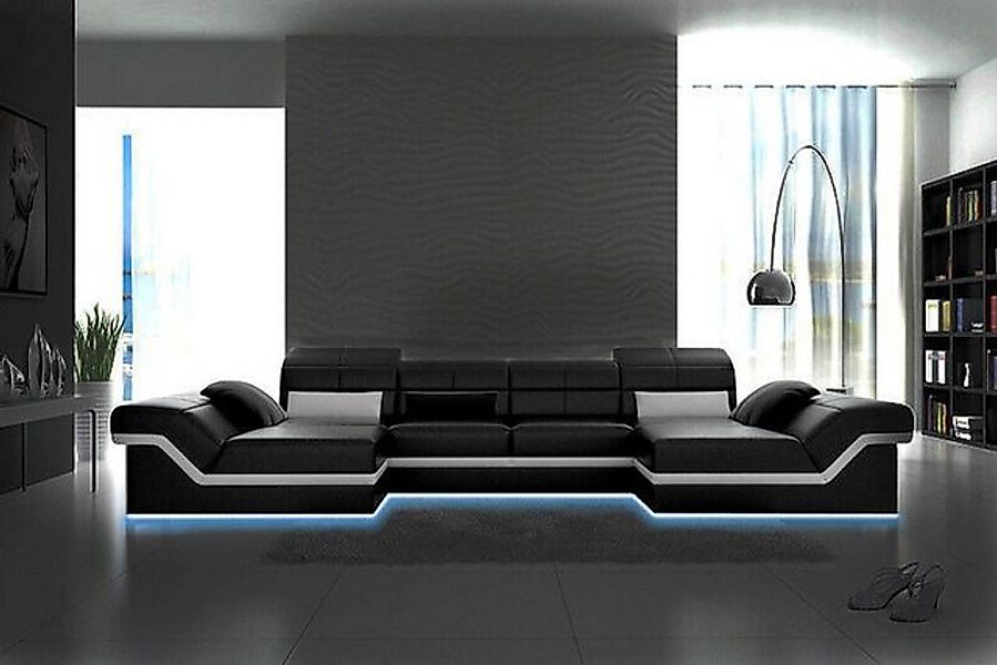 JVmoebel Ecksofa xxl Ledersofa mit USB Ecksofa Wohnlandschaft Big Couch Led günstig online kaufen