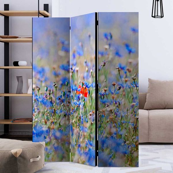 Foto Paravent mit Blumenwiese Motiv Landhausstil günstig online kaufen