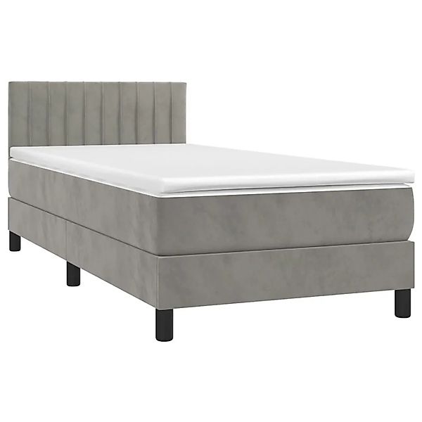 vidaXL Boxspringbett mit Matratze & LED Hellgrau 90x190 cm Samt 3134495 günstig online kaufen