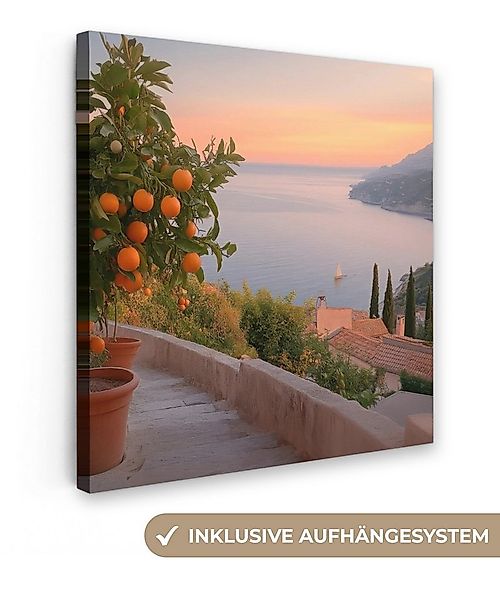OneMillionCanvasses® Leinwandbild Mittelmeer - Orange - Hügel - Meer, Fotod günstig online kaufen