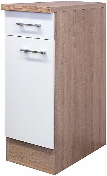Flex-Well Classic Küchen-Unterschrank Florida 30 cm Weiß-Sonoma Eiche günstig online kaufen