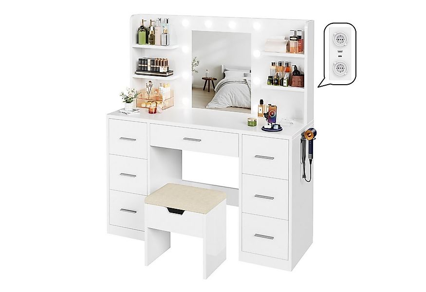 HOMALL Schminktisch Mit dreifarbiger LED-Beleuchtung, mit Spiegel, optional günstig online kaufen