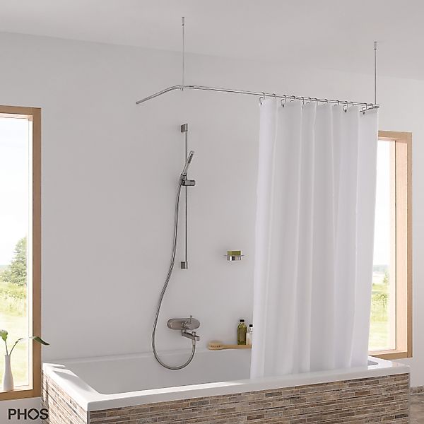 PHOS Design Duschvorhangstange U-Form Badewanne, Verschraubt, günstig online kaufen
