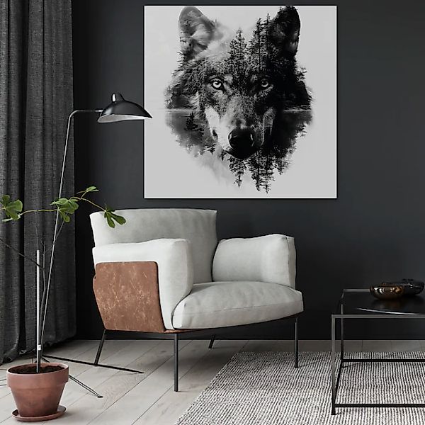 queence Acrylglasbild »Wolfsgesicht«, Baumbilder-Bäume-Gesicht-Kunst-Landsc günstig online kaufen