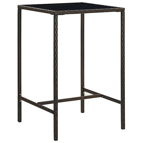 vidaXL Garten-Bartisch Braun 70x70x110 cm Poly Rattan und Glas 313457 günstig online kaufen