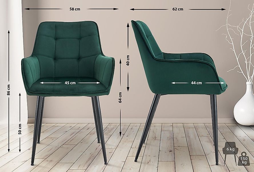 CLP Esszimmerstuhl Ferndale (2er Set), Ziernähte, günstig online kaufen