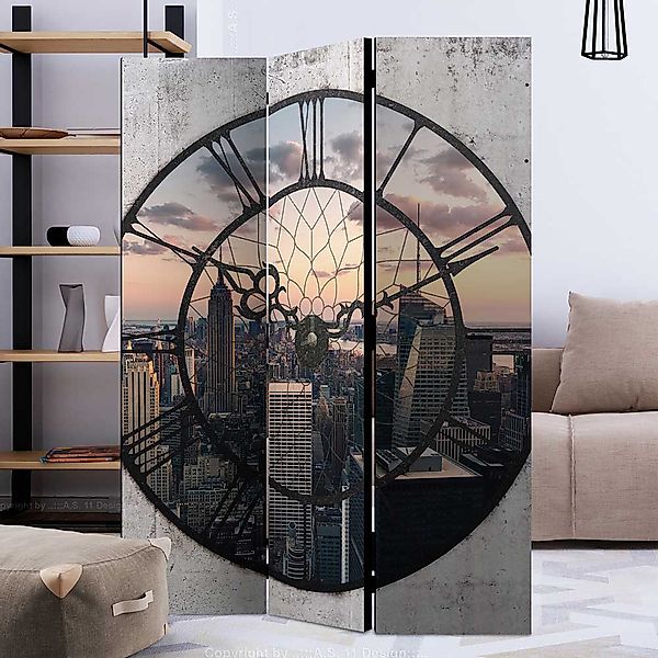 Fotodruck Paravent mit NYC Motiv in Uhr Leinwand Füllung günstig online kaufen