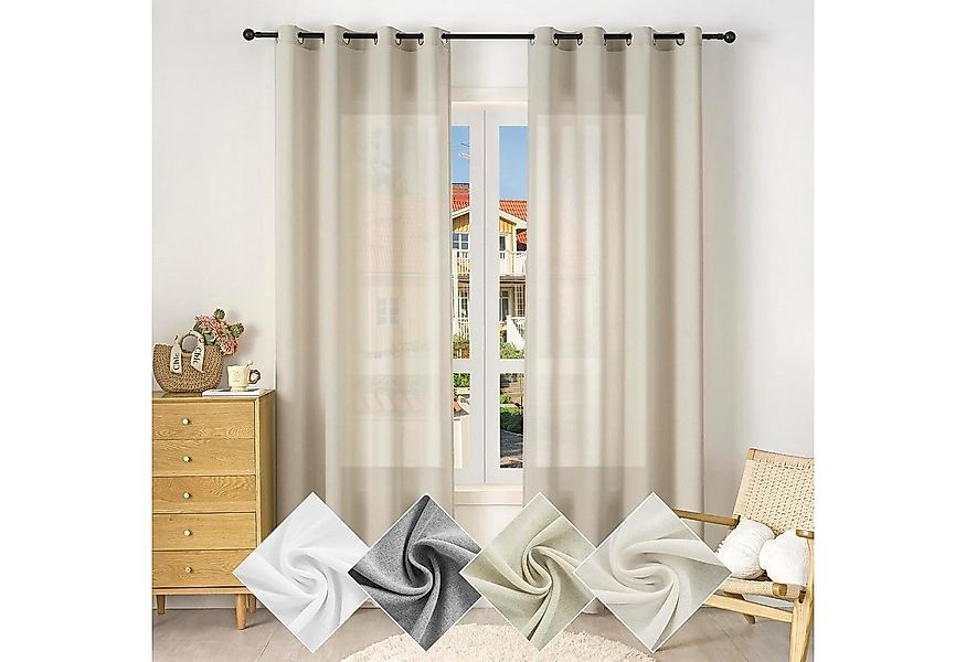 Woltu Gardine (1 St), Ösen, halbtransparent, Vorhänge Leinenoptik günstig online kaufen