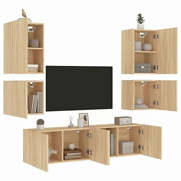 vidaXL TV-Schrank 6-tlg. Wohnwand Sonoma-Eiche Holzwerkstoff (1-St) günstig online kaufen