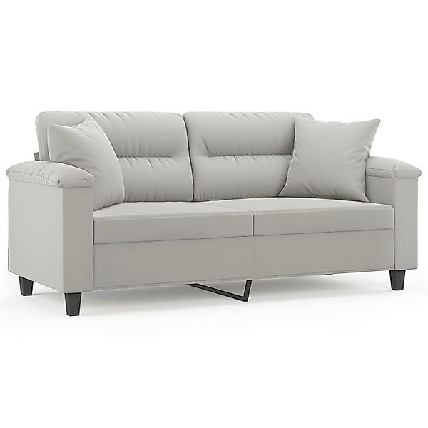 vidaXL Sofa, 2-Sitzer-Sofa mit Kissen Hellgrau 140 cm Mikrofasergewebe günstig online kaufen