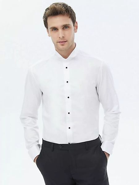 KİP Langarmhemd Weißes Slim Fit Doppel-Manschetten Smokinghemd günstig online kaufen