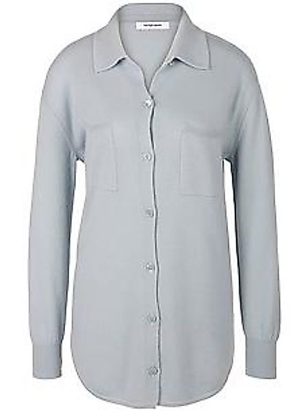 Strickhemd Polo-Kragen aus Schurwolle und Kasc Peter Hahn blau günstig online kaufen