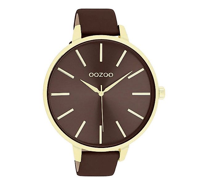 OOZOO Quarzuhr XL Damenuhr C11656 – IP Gold Gehäuse, braunes Lederband, 48 günstig online kaufen