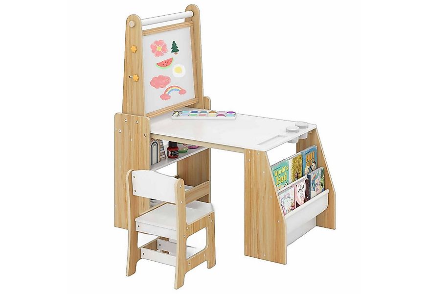 COSTWAY Kinderschreibtisch (2-St), Kindertisch Zeichentisch mit Stuhl-Set günstig online kaufen