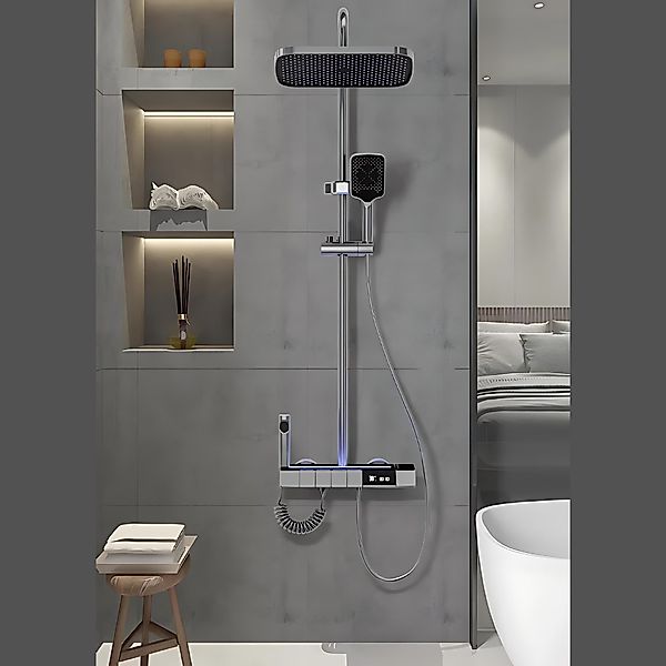LuxaSteel Duscharmatur Duschsystem Regendusche mit Thermostat günstig online kaufen