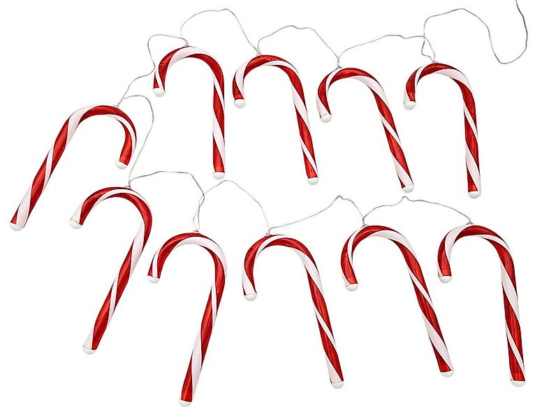 Meinposten LED-Lichterkette 10 Zuckerstangen LED Batterie 180cm warmweiß We günstig online kaufen