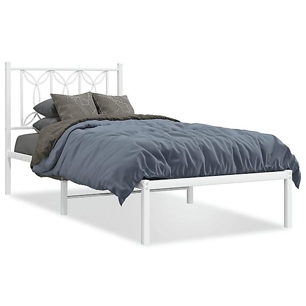 vidaXL Bettgestell mit Kopfteil Metall Weiß 90x190 cm 376169 günstig online kaufen