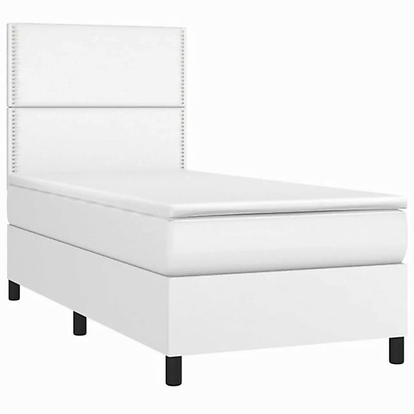 vidaXL Bett Boxspringbett mit Matratze Weiß 100x200 cm Kunstleder günstig online kaufen