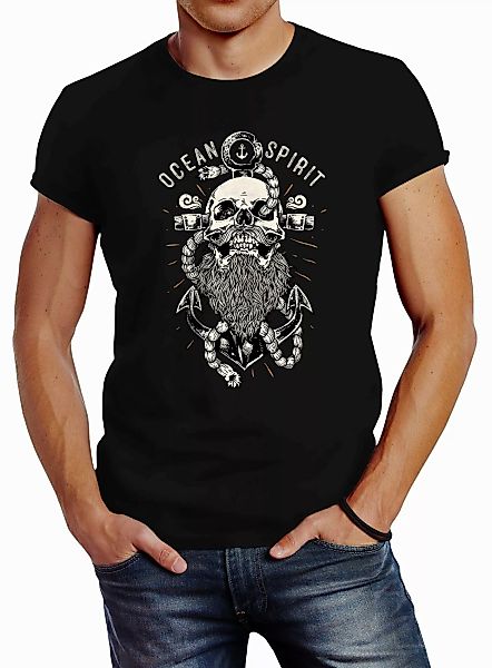 Neverless Print-Shirt Herren T-Shirt Skull Captain günstig online kaufen