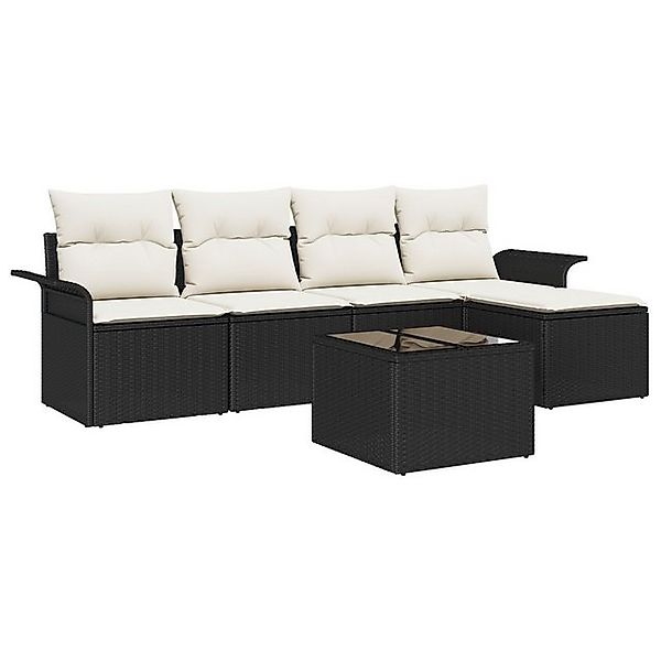 vidaXL Loungesofa 5-tlg. Garten-Sofagarnitur mit Kissen Braun Poly Rattan, günstig online kaufen