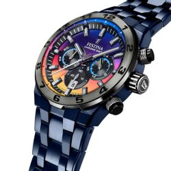 Festina Chronograph F20709/1, blau, Edelstahlband, 45 günstig online kaufen