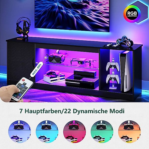 Bestier Lowboard TV-Schrank, Fernsehschrank mit RGB-LED günstig online kaufen