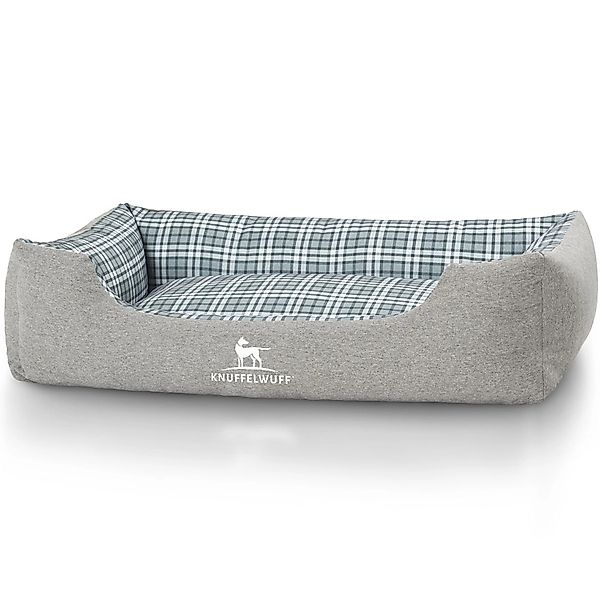 Knuffelwuff Hundebett Lennard Velours XXL 120 x 85cm Grau/Grün günstig online kaufen