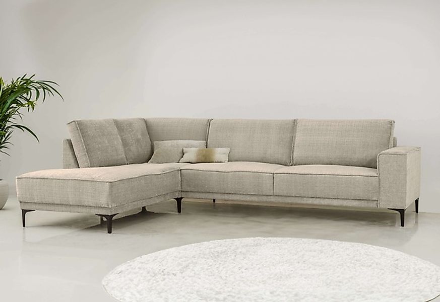 Places of Style Ecksofa »Polsterecke Oland, Struktur, Flachgewebe, Luxus-Mi günstig online kaufen