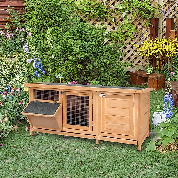 PawHut Kleintierstall Kleintierhaus 112x50x54cm mit Bodenwanne, Asphaltdach günstig online kaufen