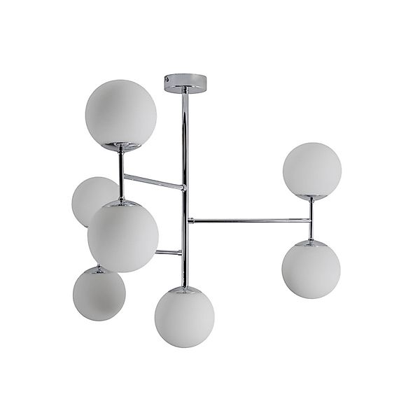 Deckenlampe Korek, chrom/weiß, Glas, 75 cm, 7-flg., E14 günstig online kaufen