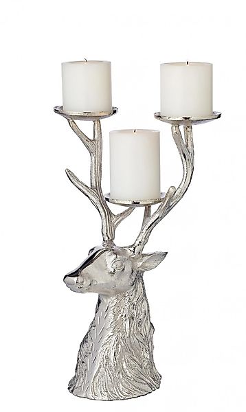 EDZARD Kerzenhalter Hirsch, Silber-Optik, vernickelt, Hirsch-Motiv, günstig online kaufen