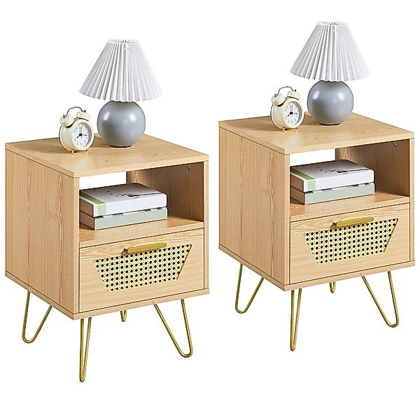 Yaheetech Nachttisch 40x40x55 cm (2-St), Rattan günstig online kaufen