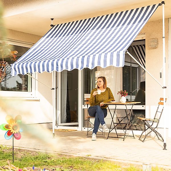 relaxdays Klemmmarkise blau weiß 200 x günstig online kaufen
